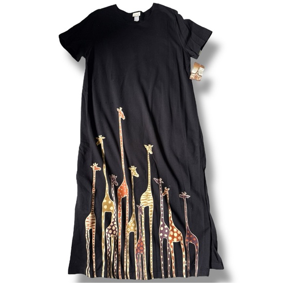 Cite Dresses & Skirts - Vintage 90s Giraffe Cotton Maxi Dress Deadstock NWT Novelty